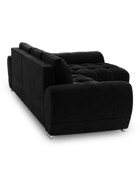 Canapé d'angle droit Velours convertible avec Coffre de Rangement Nuage noir - 285x192x92 cm