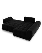 Canapé d'angle droit Velours convertible avec Coffre de Rangement Nuage noir - 285x192x92 cm