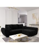 Canapé d'angle droit Velours convertible avec Coffre de Rangement Nuage noir - 285x192x92 cm