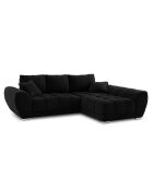 Canapé d'angle droit Velours convertible avec Coffre de Rangement Nuage noir - 285x192x92 cm