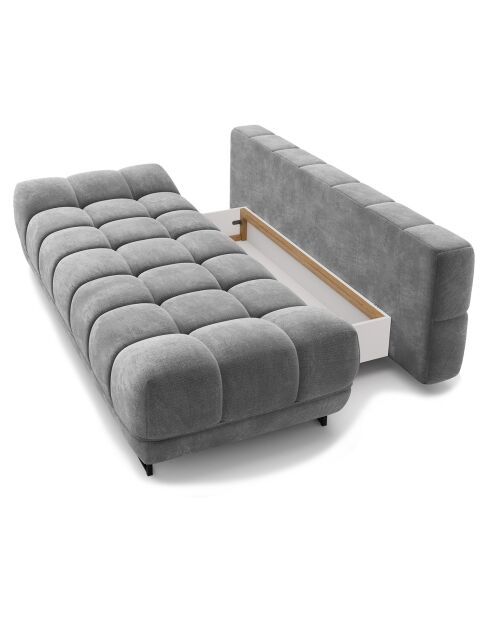 Canapé Velours convertible avec Coffre de Rangement Cirrus gris - 215x112x90 cm