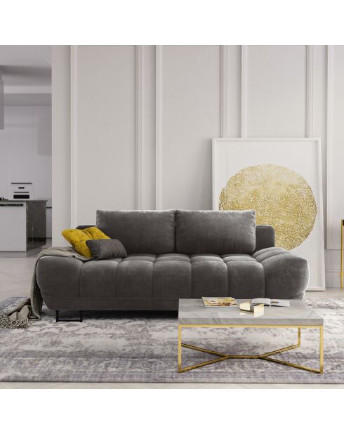Canapé Velours convertible avec Coffre de Rangement Cirrus marron foncé - 215x112x90 cm