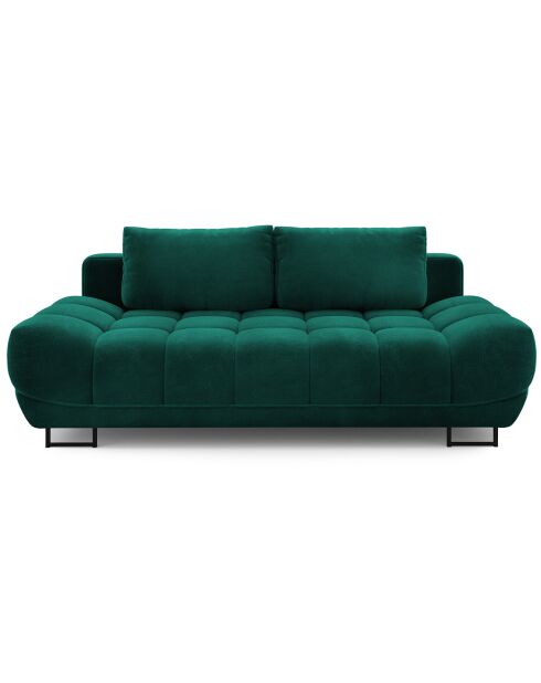 Canapé Velours convertible avec Coffre de Rangement Cirrus vert bouteille - 215x112x90 cm