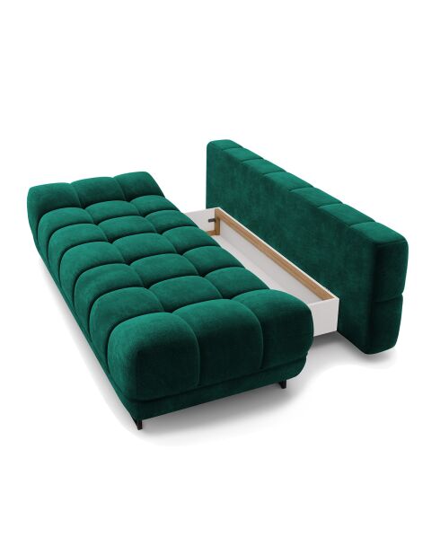 Canapé Velours convertible avec Coffre de Rangement Cirrus vert bouteille - 215x112x90 cm