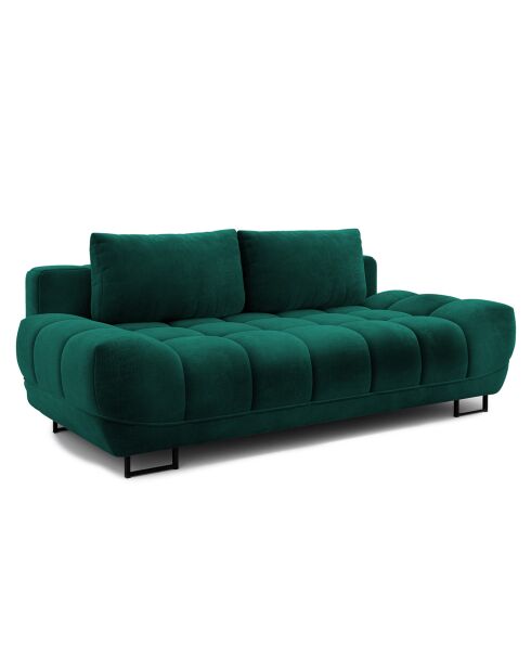 Canapé Velours convertible avec Coffre de Rangement Cirrus vert bouteille - 215x112x90 cm