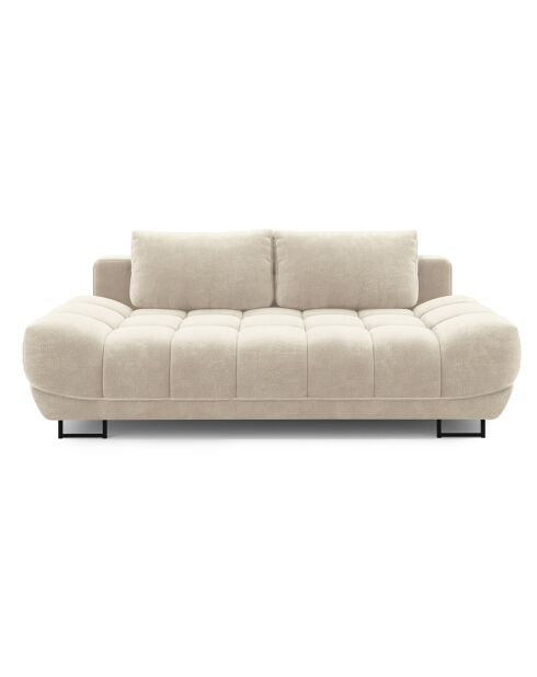 Canapé Velours convertible avec Coffre de Rangement Cirrus beige - 215x112x90 cm