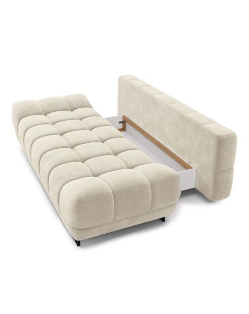 Canapé Velours convertible avec Coffre de Rangement Cirrus beige - 215x112x90 cm