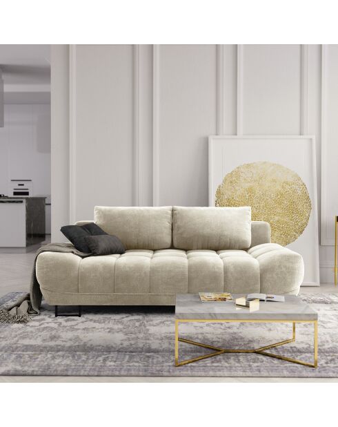 Canapé Velours convertible avec Coffre de Rangement Cirrus beige - 215x112x90 cm