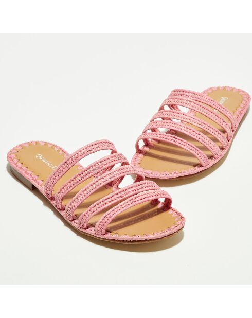 Pantoffeln aus rosa Bast