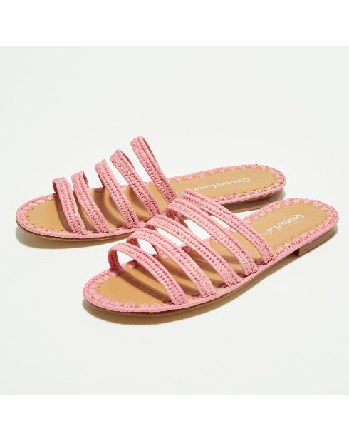 Pantoffeln aus rosa Bast