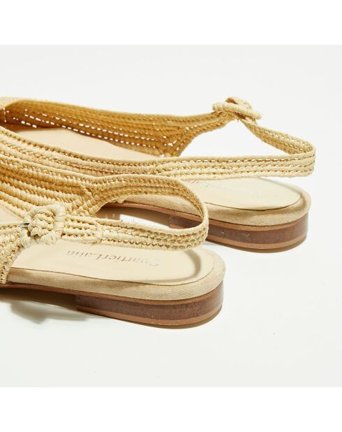 Slingbacks en Raphia naturel/papaya