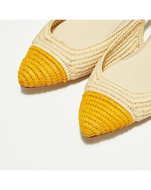 Slingbacks en Raphia naturel/papaya