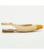 Slingbacks en Raphia naturel/papaya