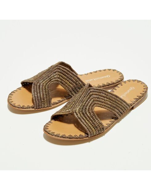 Zapatillas de rafia caqui