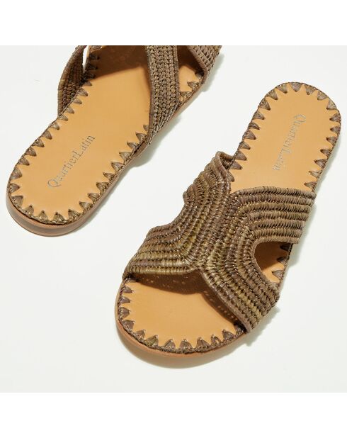 Zapatillas de rafia caqui