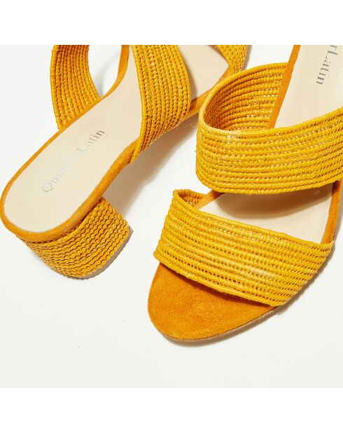 Pantoletten mit Papayabastabsatz — 5 cm Absatz