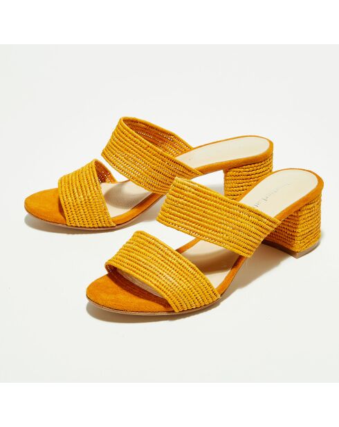 Pantoletten mit Papayabastabsatz — 5 cm Absatz