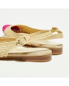 Slingbacks en Raphia fuschia/naturel