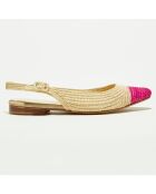 Slingbacks en Raphia fuschia/naturel