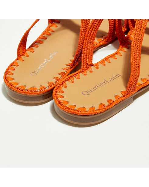 Oranje pantoffels van raffia