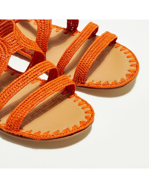 Oranje pantoffels van raffia