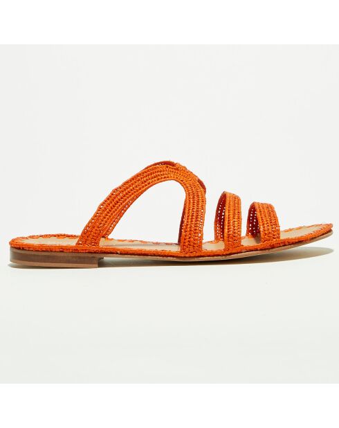 Oranje pantoffels van raffia