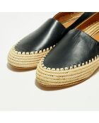 Mocassins en Cuir & Raphia noires