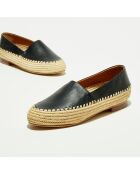 Mocassins en Cuir & Raphia noires