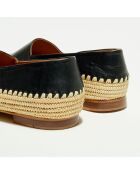 Mocassins en Cuir & Raphia noires