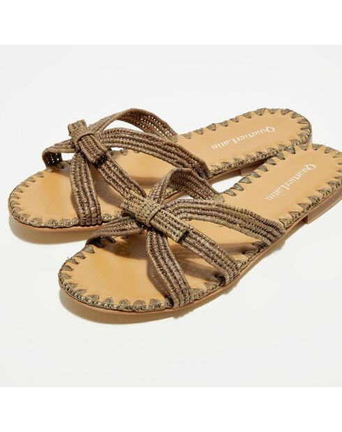 Mules en Raphia kaki