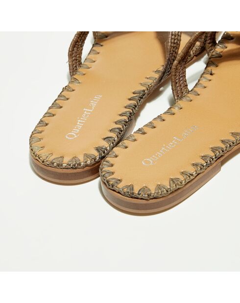 Mules en Raphia kaki