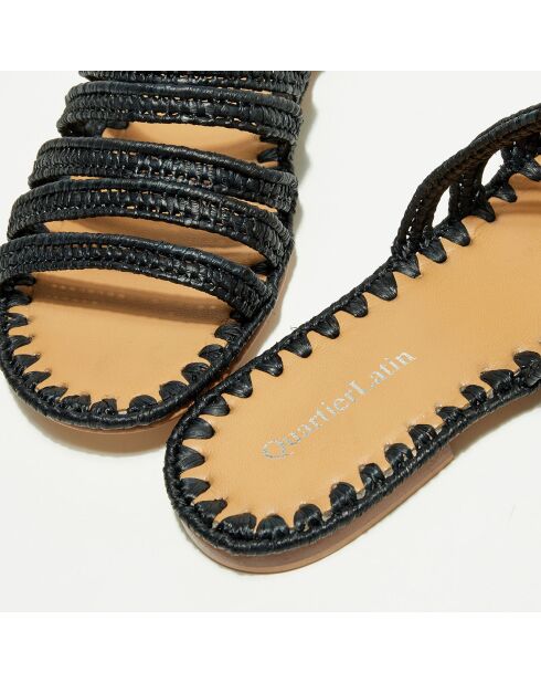 Zwarte muiltjes van raffia