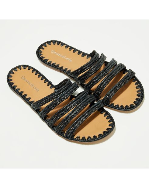 Zwarte muiltjes van raffia