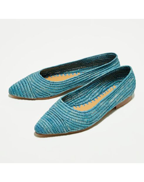 Ballerines en Raphia bleues