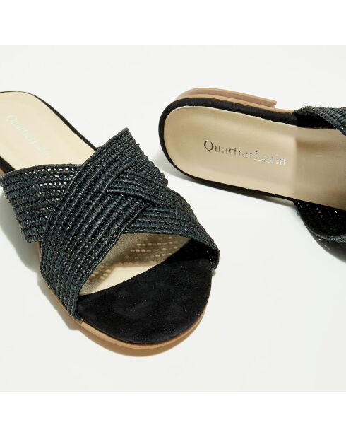 Zwarte muiltjes van raffia