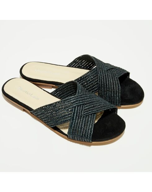 Zwarte muiltjes van raffia