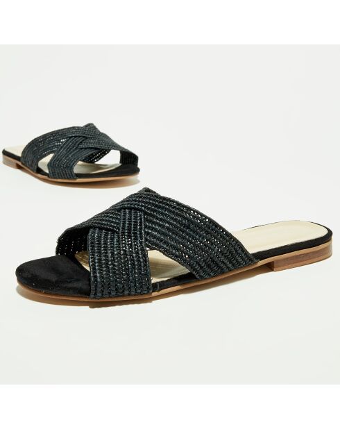 Zwarte muiltjes van raffia