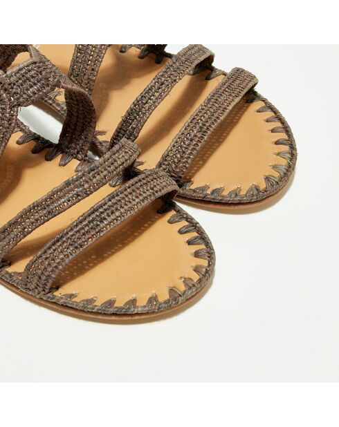 Pantoffeln Raffia in Khaki