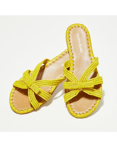Mules de rafia amarilla