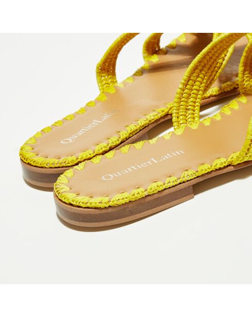Mules de rafia amarilla