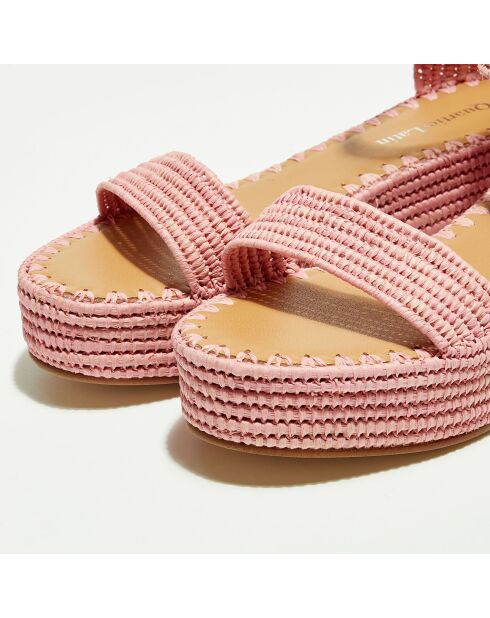 Rosafarbene Raffia Keilsandalen