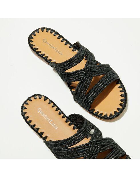 Zwarte muiltjes van raffia