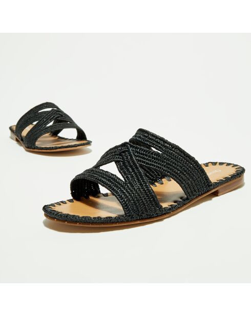 Zwarte muiltjes van raffia