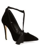 Escarpins en Velours de Cuir noirs - Talon 11 cm