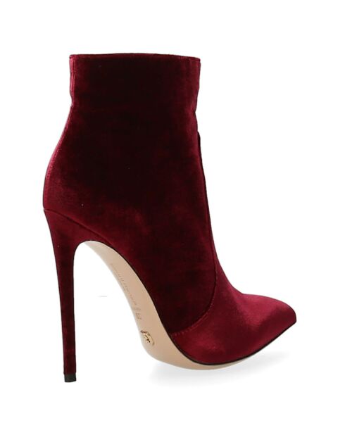 Bottines en Velours bordeaux - Talon 12 cm