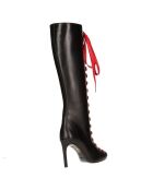 Cuissardes en Cuir noir/rouge - Talon 12 cm