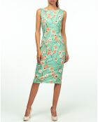 Robe Leah imprimé fleuri menthe/corail/beige