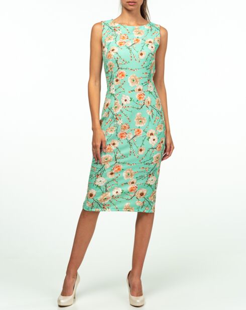 Robe Leah imprimé fleuri menthe/corail/beige