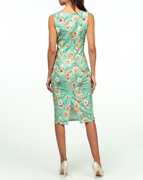 Robe Leah imprimé fleuri menthe/corail/beige