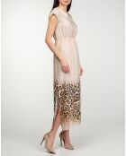 Robe Diana imprimé léopard beige/marron